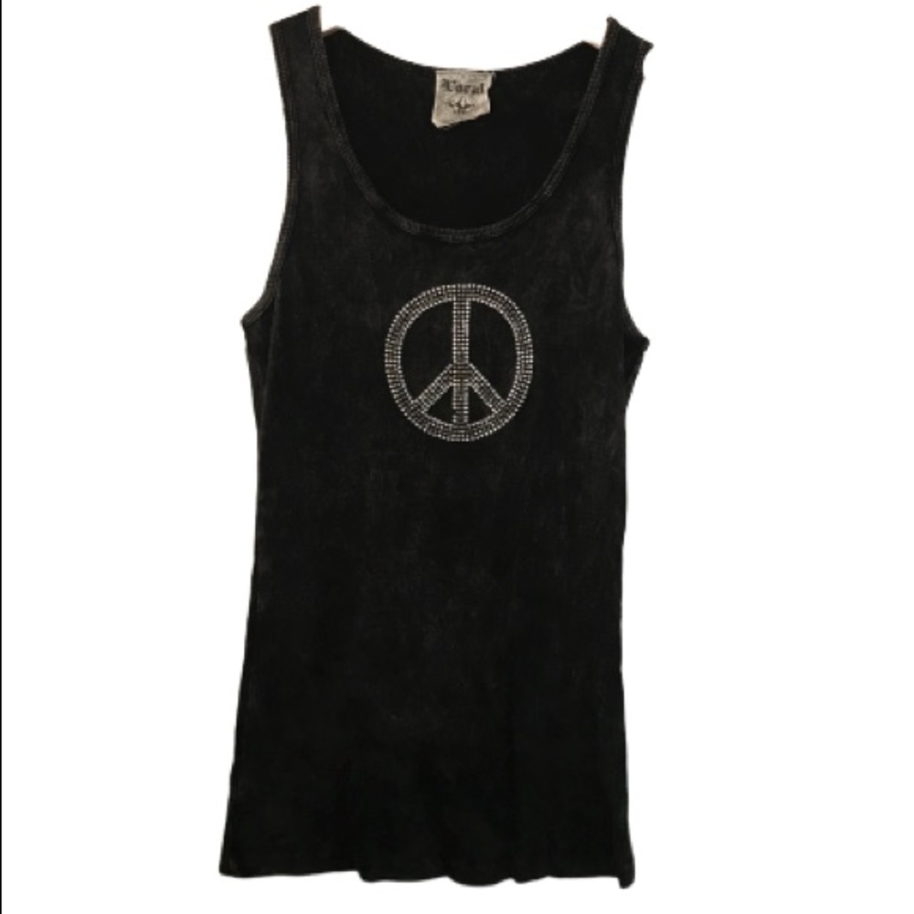 VOCAL Peace Sign Ribbed Tank Top